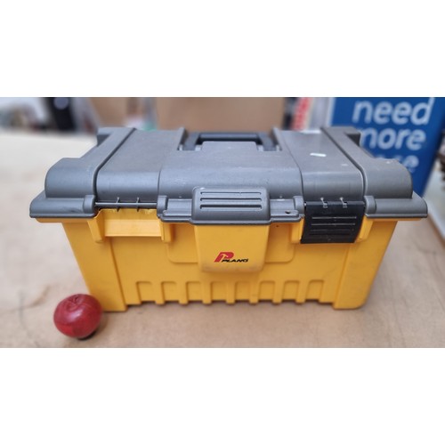 594 - A deep large Plano tool box, with removable partitioned tray. Filled with a large collection of tool... 