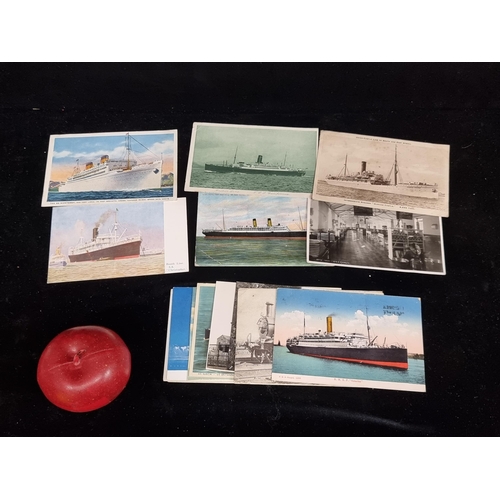 170 - A collection of eighteen, collectable nautical themed postcards. Including some inscribed examples, ... 