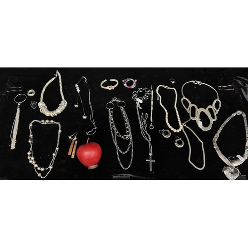 176 - A large box containing a beautiful selection of silver toned costume jewellery. Including a stunning... 