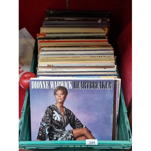 344 - A great selection of one hundred vinyl records, including Dionne Warwick, Tony Bennett, etc