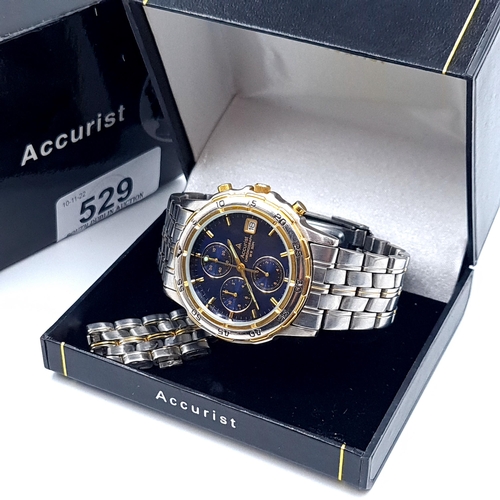 An Accurist chromograph water resistant to 50 meters wrist watch. Watch features a nicely gold ton