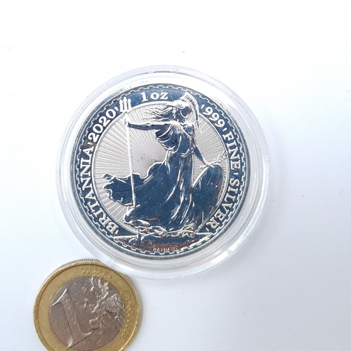 548 - A Queen Elizabeth II one ounce .999  fine silver two pound coin, dated 2020. Set in protective case ... 