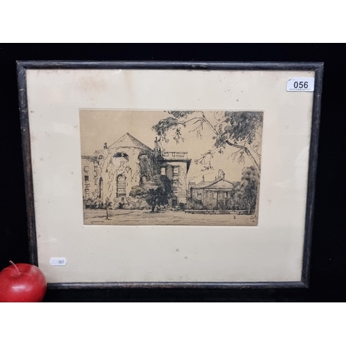 56 - A lovely antique original copper plate etching titled 