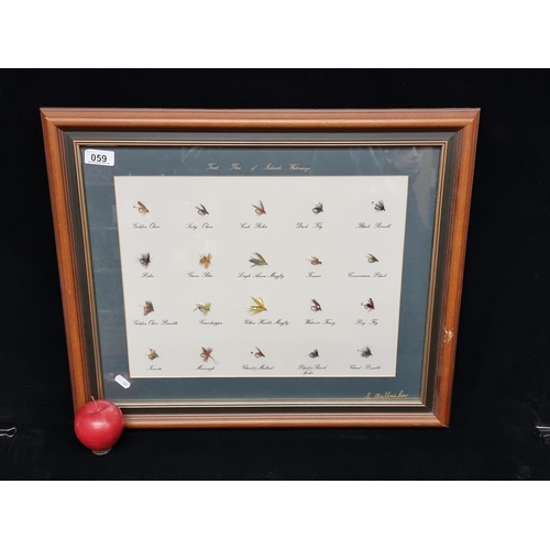 59 - A large charming framed collection of Trout Flies of Irish Waterways featuring handmade examples of ... 