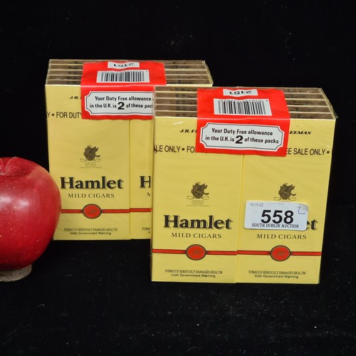 558 - Two packed of 50 (100 in total) Hamlet mild cigars. In seal, unopened condition. Retails value: 200 ... 