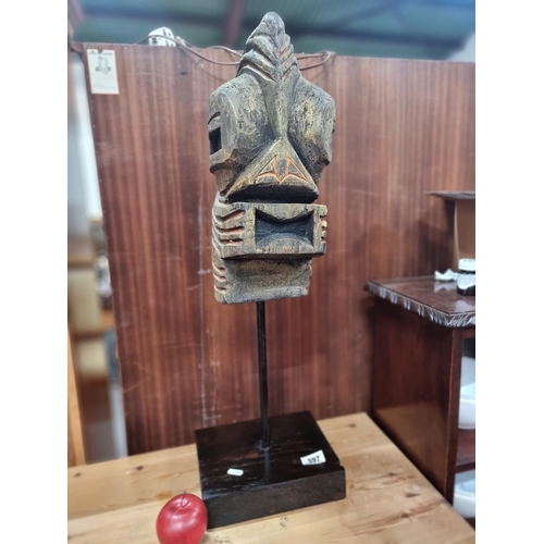 597 - Star Lot : A highly  unusual, freestanding carved, wooden sculpture. Hand carved in the form of an a... 