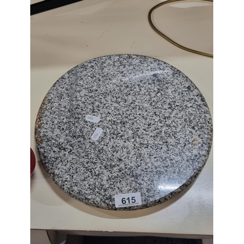 615 - A stylish contemporary lazy Susan, crafted from solid granite in a white, black and grey composition... 