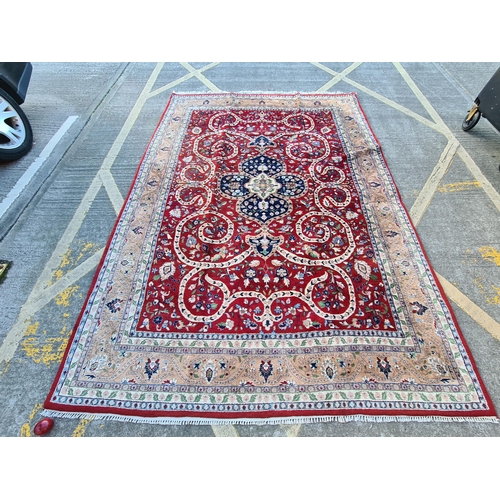 735 - Star lot : A large very beautiful, hand knotted, handmade wool rug. Richly decorated in vibrant shad... 