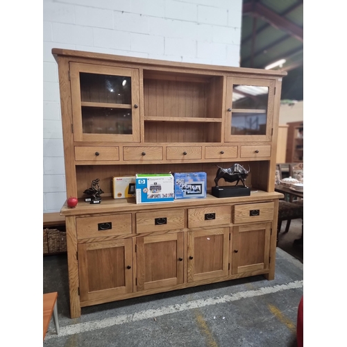 777 - Star Lot : A large very high quality kitchen Solid oak  dresser of substantial proportions. Features... 