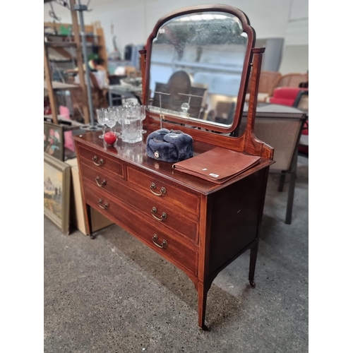 795 - Star Lot : A highly elegant Edwardian dressing table with bevelled tilt top mirror, delicate string ... 