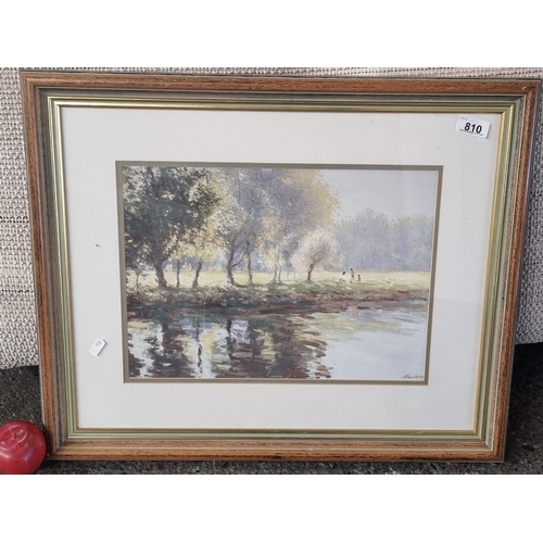 810 - A lovely print of painting showing an impressionistic light study of children playing in the dappled... 