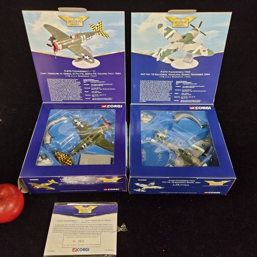 202 - Two excellent model planes by Corgi in the Aviation Archive series. including a P-47D Thunderbolt 11... 