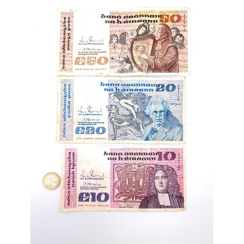 23 - A collection of three Series B bank notes, denominations of 50, 20 and 10 Pounds.