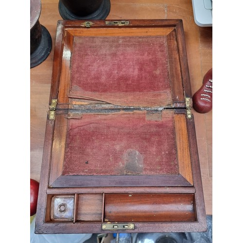 434 - A fabulous antique Victorian brass bound writing box. Opens to reveal slope and myriad stationary co... 