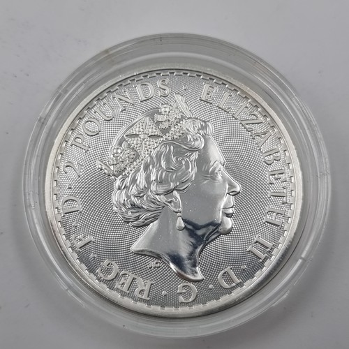 548 - A Queen Elizabeth II one ounce .999  fine silver two pound coin, dated 2020. Set in protective case ... 