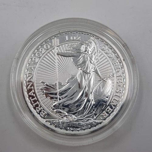 548 - A Queen Elizabeth II one ounce .999  fine silver two pound coin, dated 2020. Set in protective case ... 