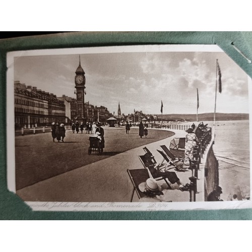 153 - A beautiful antique post card album including 151 Edwardian and early 20th century post cards. All c... 