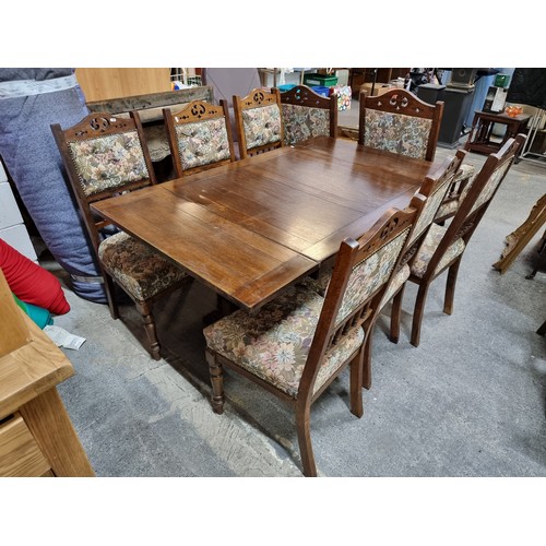 787 - Star Lot : A magnificent seven piece Victorian dining suite comprising of a large extendable oak din... 