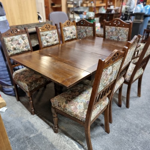 787 - Star Lot : A magnificent seven piece Victorian dining suite comprising of a large extendable oak din... 