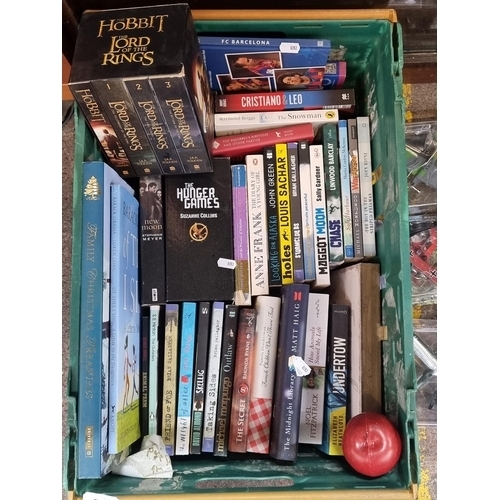 595 - A fabulous box of books of mixed interest. Including a 3-volume set of ''The Hunger Games'', ''The S... 