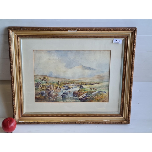 747 - A beautiful antique watercolour on paper painting signed W. Bartlett and dating to 1922 showing a ba... 