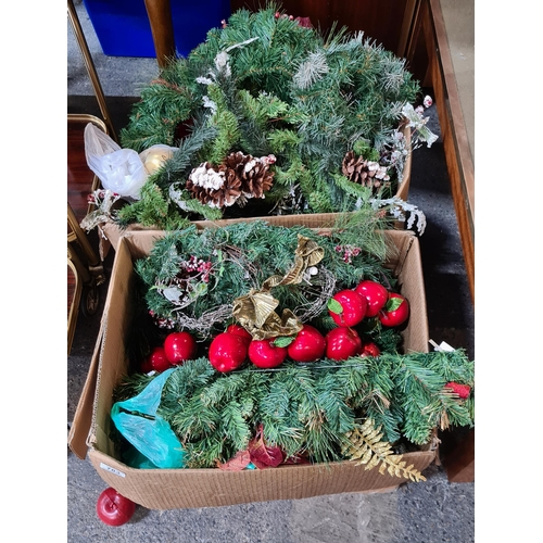 783 - Two large boxes of Christmas Decorations. These are very high quality decorations consisting of arti... 