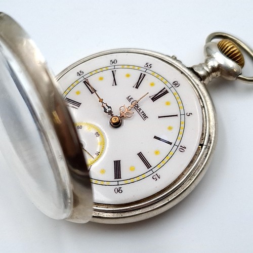 559 - Star Lot - A superb, and highly collectable, sterling silver LeCoultre pocket watch. Engraved in a f... 