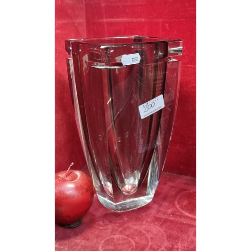 200 - A rare very heavy, Waterford Crystal vase. A beautiful Modernist, tinted vase in the Metra series. A... 