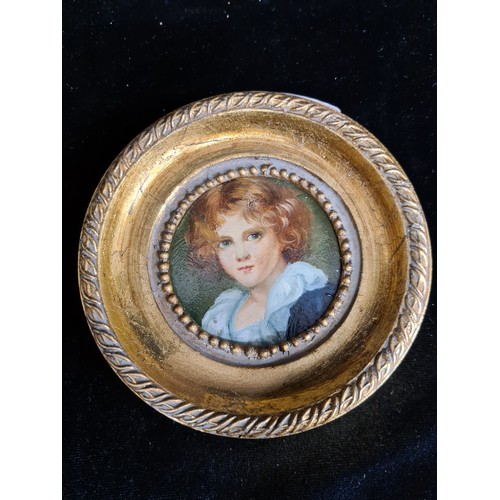 198 - Star Lot : Three stunning, hand painted oil on board miniatures, each beautifully framed in bevelled... 