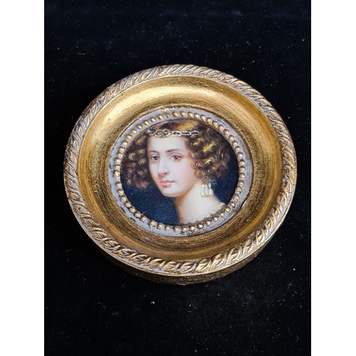 198 - Star Lot : Three stunning, hand painted oil on board miniatures, each beautifully framed in bevelled... 