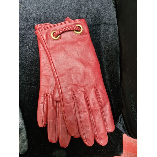 308 - A large box of vintage ladies accessories, Including five pairs of genuine leather gloves. Including... 