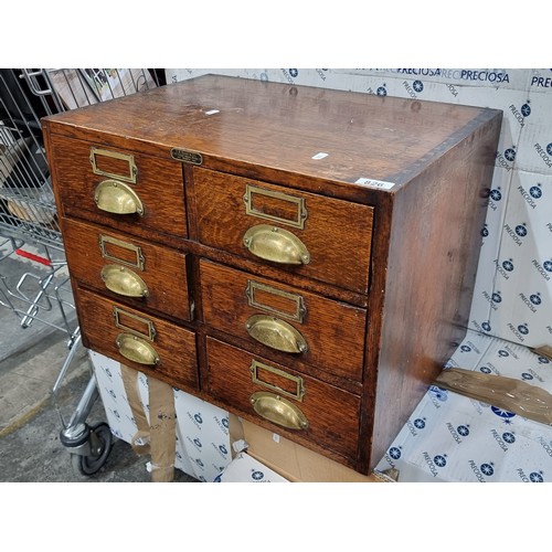 826 - Star Lot A wonderful antique document shelf with lovely brass fittings and a plaque to the front rea... 