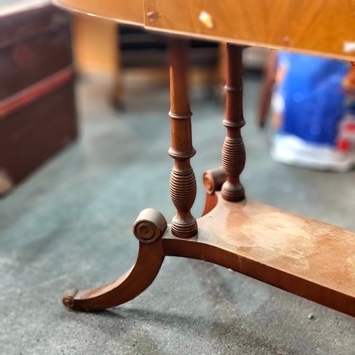 874 - An unusual, Edwardian flower planter table with railed surround and two demilune lined compartments ... 