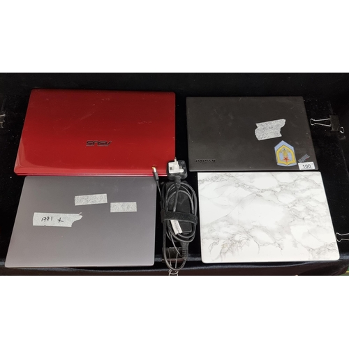 100 - Four laptops for spares or repairs comprising of an Asus, two Lenovos, and a Xiaomi.