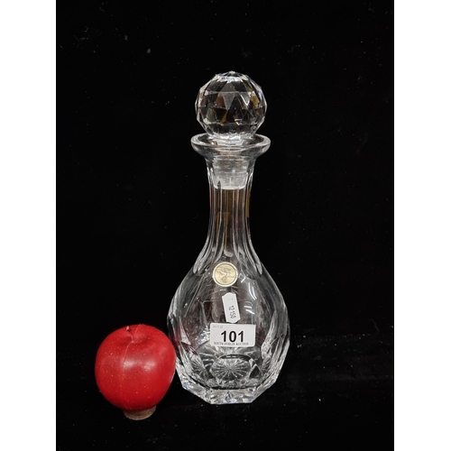 101 - A heavy quality, hand made Villeroy & Boch crystal decanter with  an elongated neck, a starburst to ... 