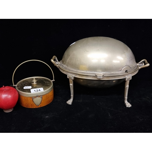 124 - Two items, including a lovely, antique silver plated food warmer by Dimmmer of Liverpool with a mark... 