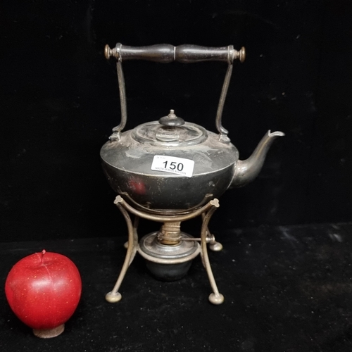 150 - An antique, silver-plated Britanoid spirit kettle with 1.5 pt capacity. Complete with kettle, stand ... 