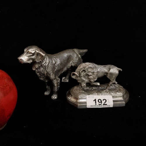 192 - Two beautifully modelled animal figures including a silver-plated retriever with wonderful detail to... 