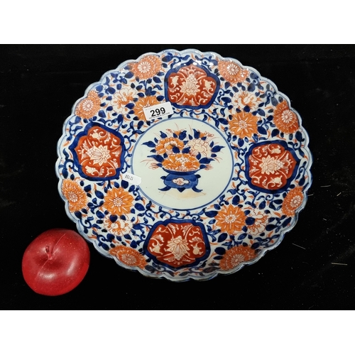 299 - Star Lot An antique stunning, large Imari ware Chinese charger with scalloped edge and hand painted ... 