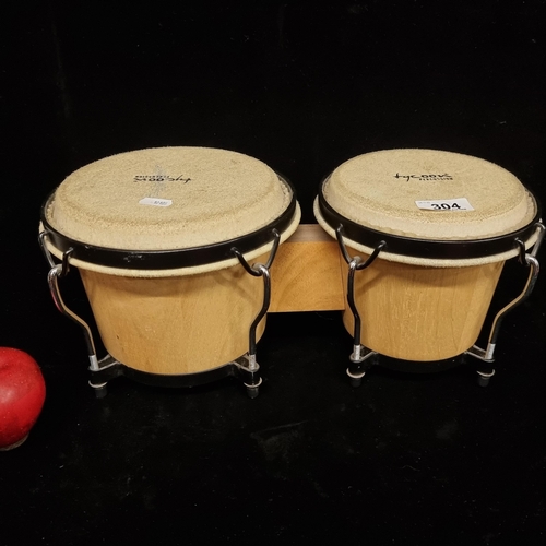 304 - Tycoon Percussion bongos with wooden bases and metal fittings. Similar retail at €69.95 on waltons.i... 