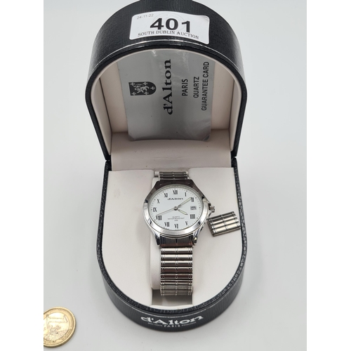 401 - A fine example of a d'Alton of Pairs quartz water resistant watch (up to 50 meters), which features ... 