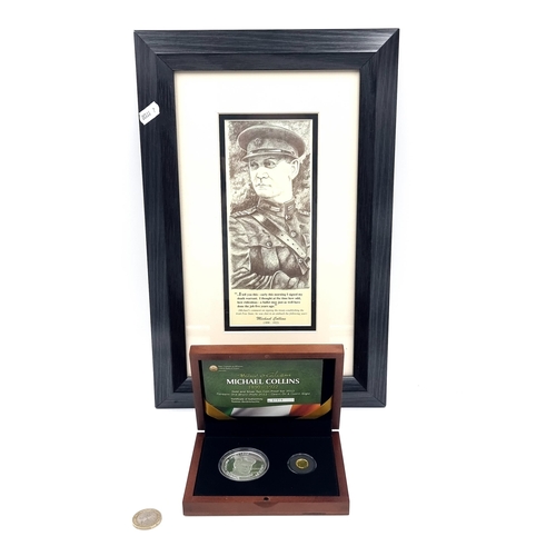 54 - Star lot : A Michael Collins commemorative gold and silver proof set, circa 2012. Comes with two coi... 