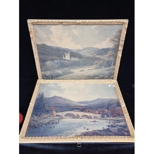 66 - Two interesting antique prints of Balmoral estate in Cream frames.