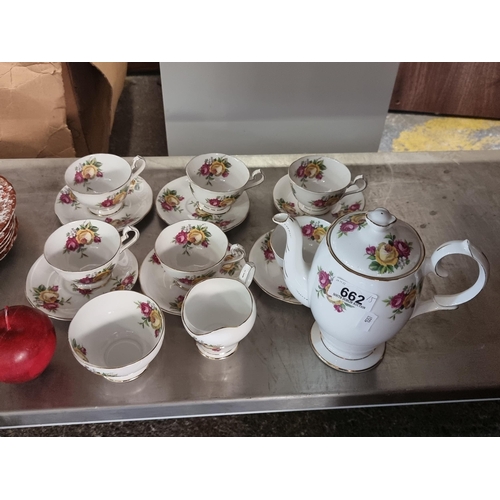 662 - Fifteen pieces of Bell Fine Bone China, including coffee pot, cups, saucers, milk jug and sugar bowl... 