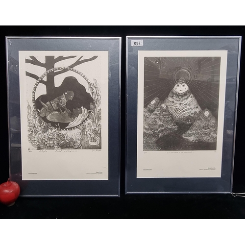 87 - Two rare giclee prints of artworks originally by Diego Girao and Karla Zorrilla featuring beautiful ... 