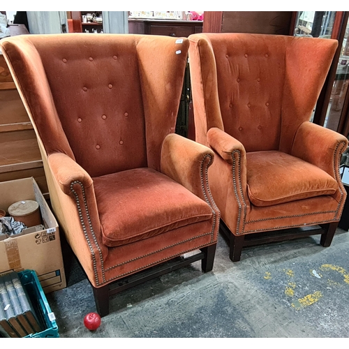 882 - Star lot : A pair of very large designer armchairs by Restoration Hardware (label on bottom) in exce... 