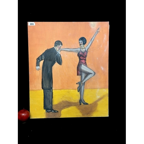 95 - An original acrylic on canvas painting featuring two ballroom dancers including a jazzy dressed lady... 