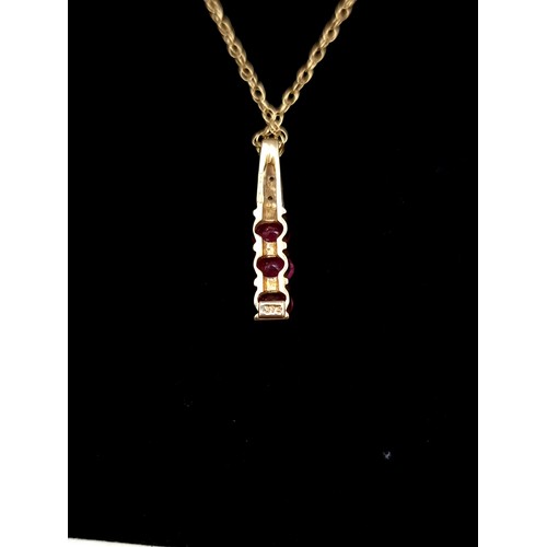 1 - Star lot: A beautiful 9 carat Gold suite of jewellery, featuring a Ruby and Diamond pendant necklace... 