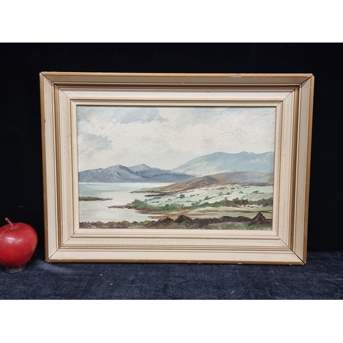 104 - A charming original oil on board painting showing a west of Ireland landscape in pastel shades.