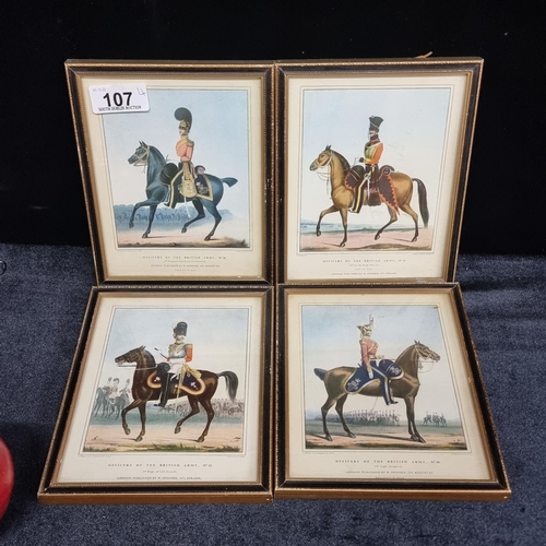 107 - Four neatly framed prints depicting Officers of the British Army, published by W. Spooner, 259, Rege... 